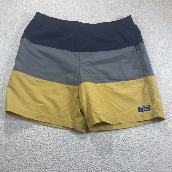 LL Bean Supplex Men's L Sport Shorts Striped Lined Swim Trunks Camp Outdoors - Picture 1 of 5
